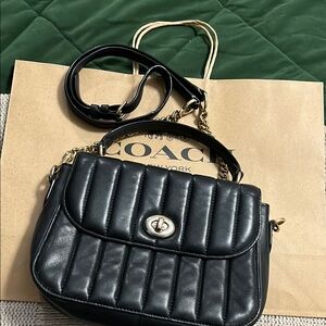 Coach Black Quilted Shoulder Bag with Silver Hardware